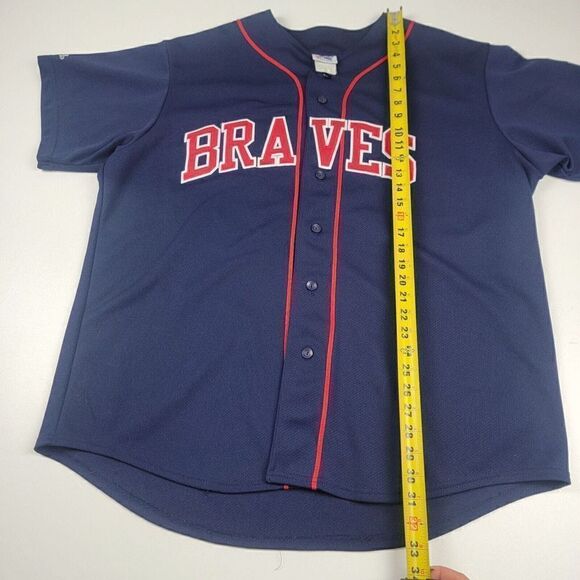 Vintage 90s Majestic MLB Atlanta Braves Andruw Jones #25 Jersey Men's 2XL Navy - Picture 6 of 13